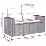 Garden Sofa Set Height-Adjustable 11 pcs Black Poly Rattan
