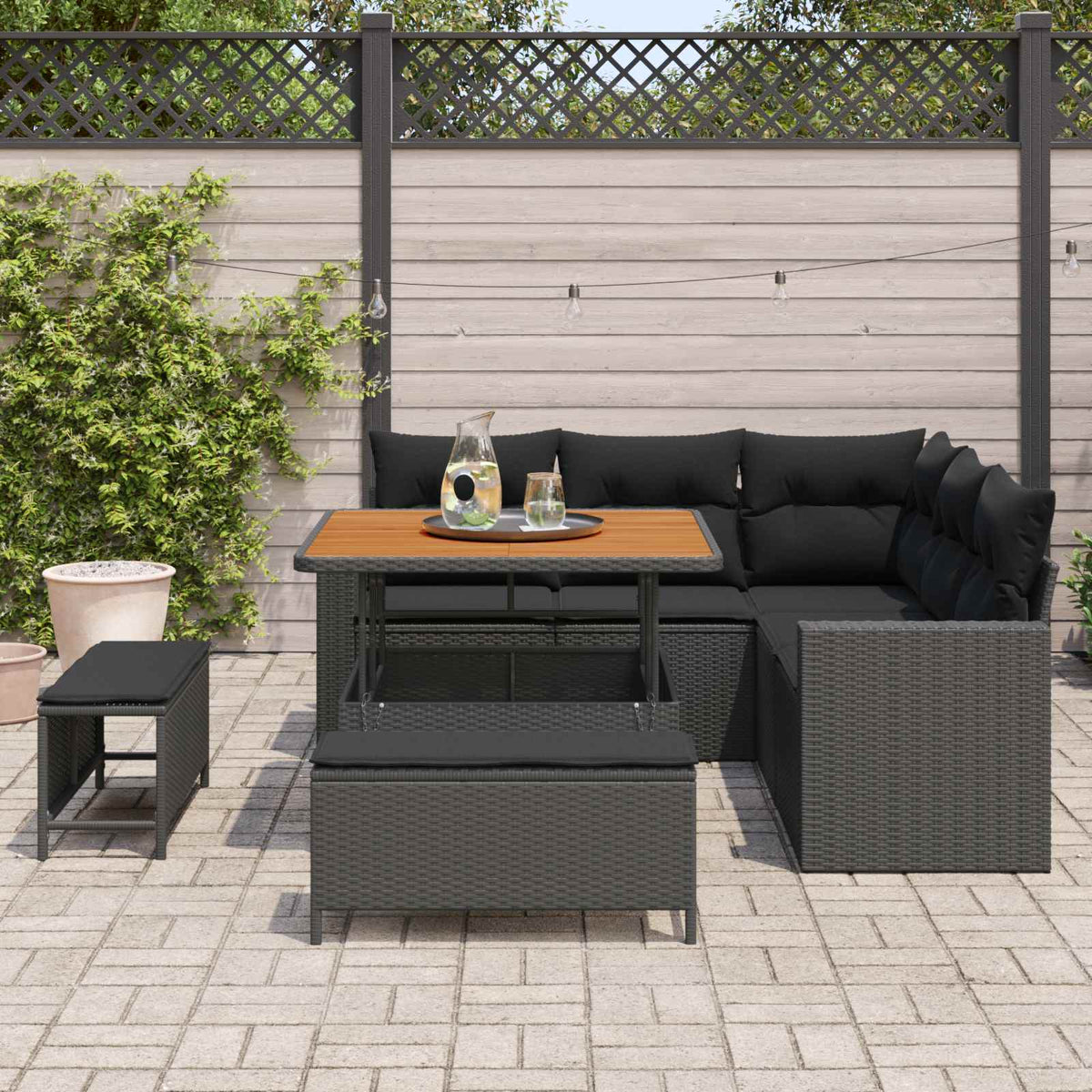Garden Sofa Set 8 pcs Black Poly Rattan