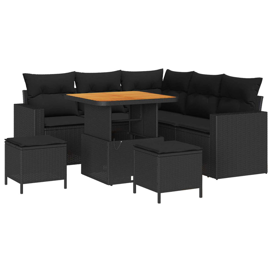 Garden Sofa Set 8 pcs Black Poly Rattan