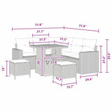Garden Sofa Set Height-Adjustable 8 pcs Black Poly Rattan - Extra Image