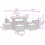 Garden Sofa Set Height-Adjustable 9 pcs Black Poly Rattan - Extra Image