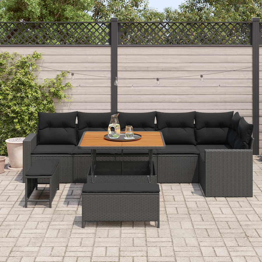 Garden Sofa Set 9 pcs Black Poly Rattan