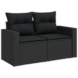 Garden Sofa Set Height-Adjustable 9 pcs Black Poly Rattan - Top-Down View