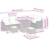 Garden Sofa Set Height-Adjustable 9 pcs Black Poly Rattan