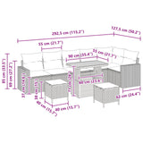 Garden Sofa Set Height-Adjustable 9 pcs Black Poly Rattan - Extra Image