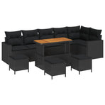Garden Sofa Set 10 pcs Black Poly Rattan