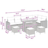 Garden Sofa Set Height-Adjustable 10 pcs Black Poly Rattan - Extra Image