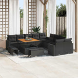 Garden Sofa Set Height-Adjustable 13 pcs Black Poly Rattan