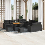 Garden Sofa Set Height-Adjustable 13 pcs Black Poly Rattan
