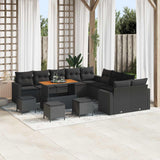 Garden Sofa Set Height-Adjustable 14 pcs Black Poly Rattan