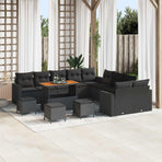 Garden Sofa Set 14 pcs Black Poly Rattan