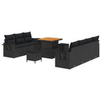 Garden Sofa Set 10 pcs Black Poly Rattan