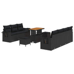 Garden Sofa Set 10 pcs Black Poly Rattan