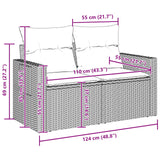 Garden Sofa Set with Storage 11 pcs Black Poly rattan - 45-Degree Angle
