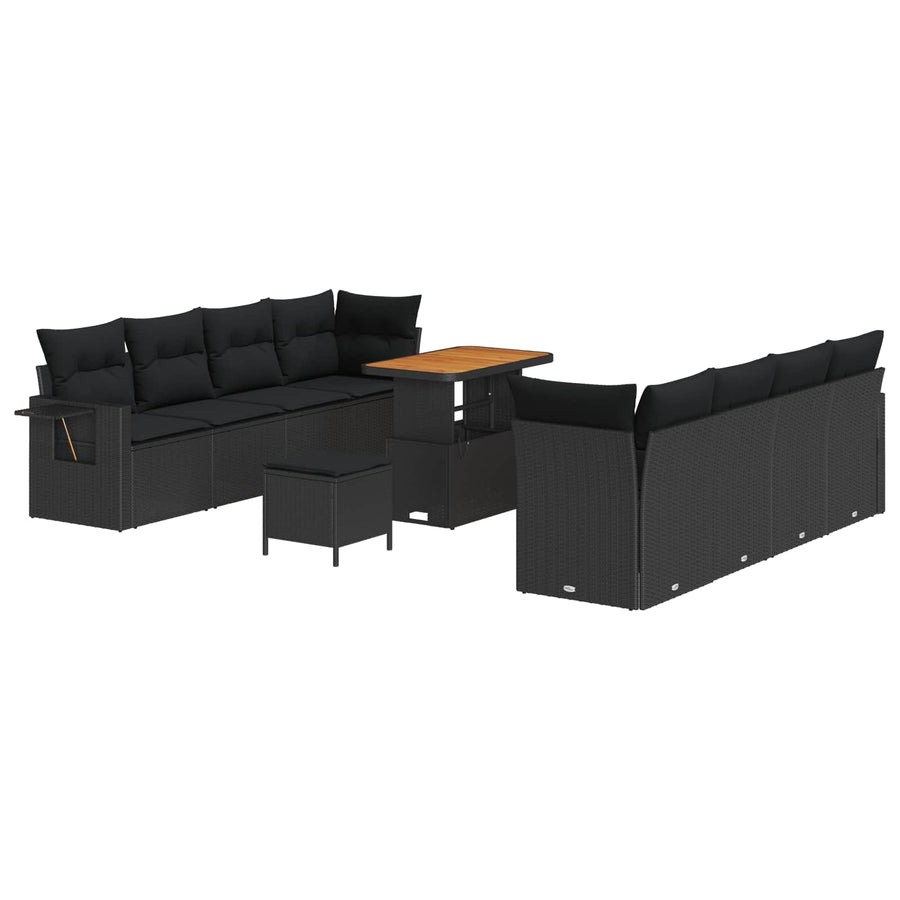 Garden Sofa Set 11 pcs Black Poly rattan
