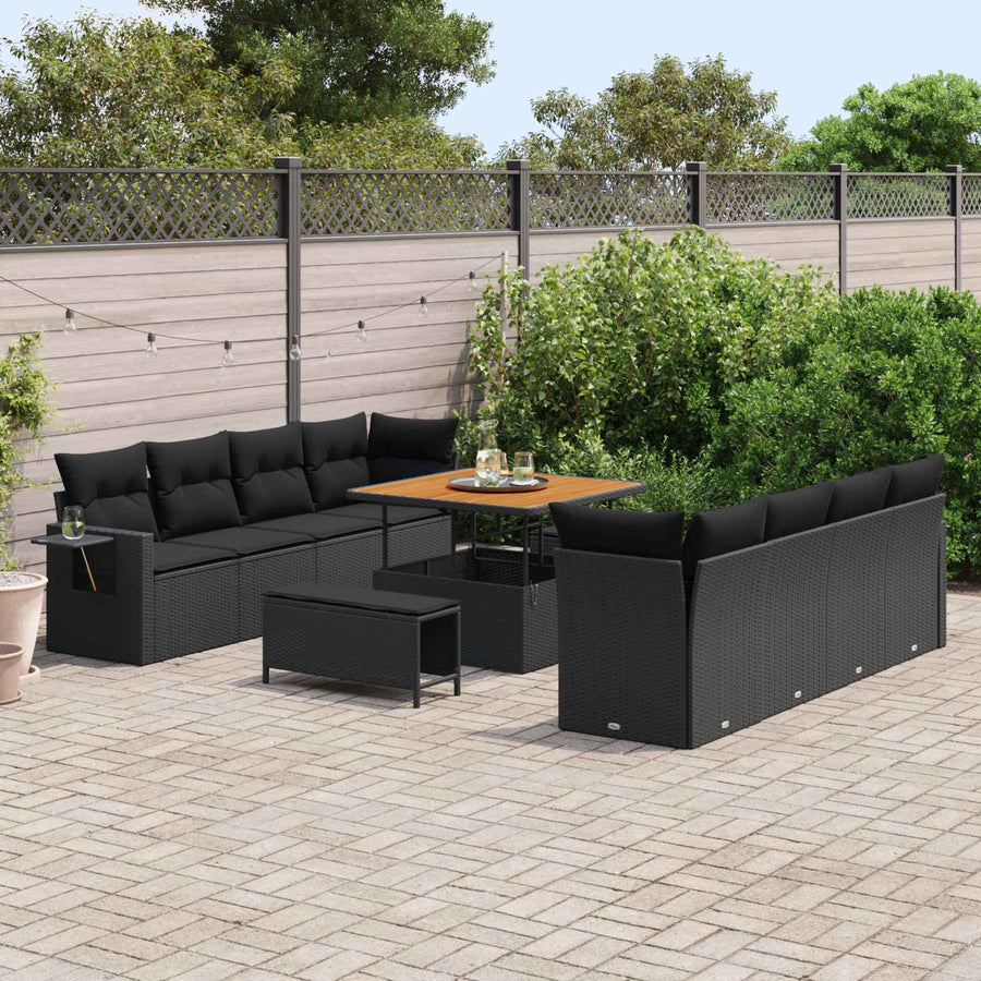 Garden Sofa Set 11 pcs Black Poly rattan