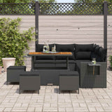 Garden Sofa Set with Cushion 9 pcs Black Poly Rattan - Side View