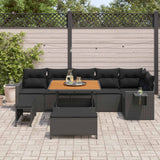 Garden Sofa Set Height-Adjustable 9 pcs Black Poly Rattan - Side View