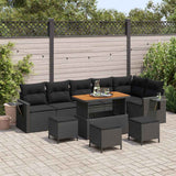Garden Sofa Set Height-Adjustable 10 pcs Black Poly Rattan