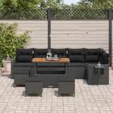 Garden Sofa Set Height-Adjustable 10 pcs Black Poly Rattan
