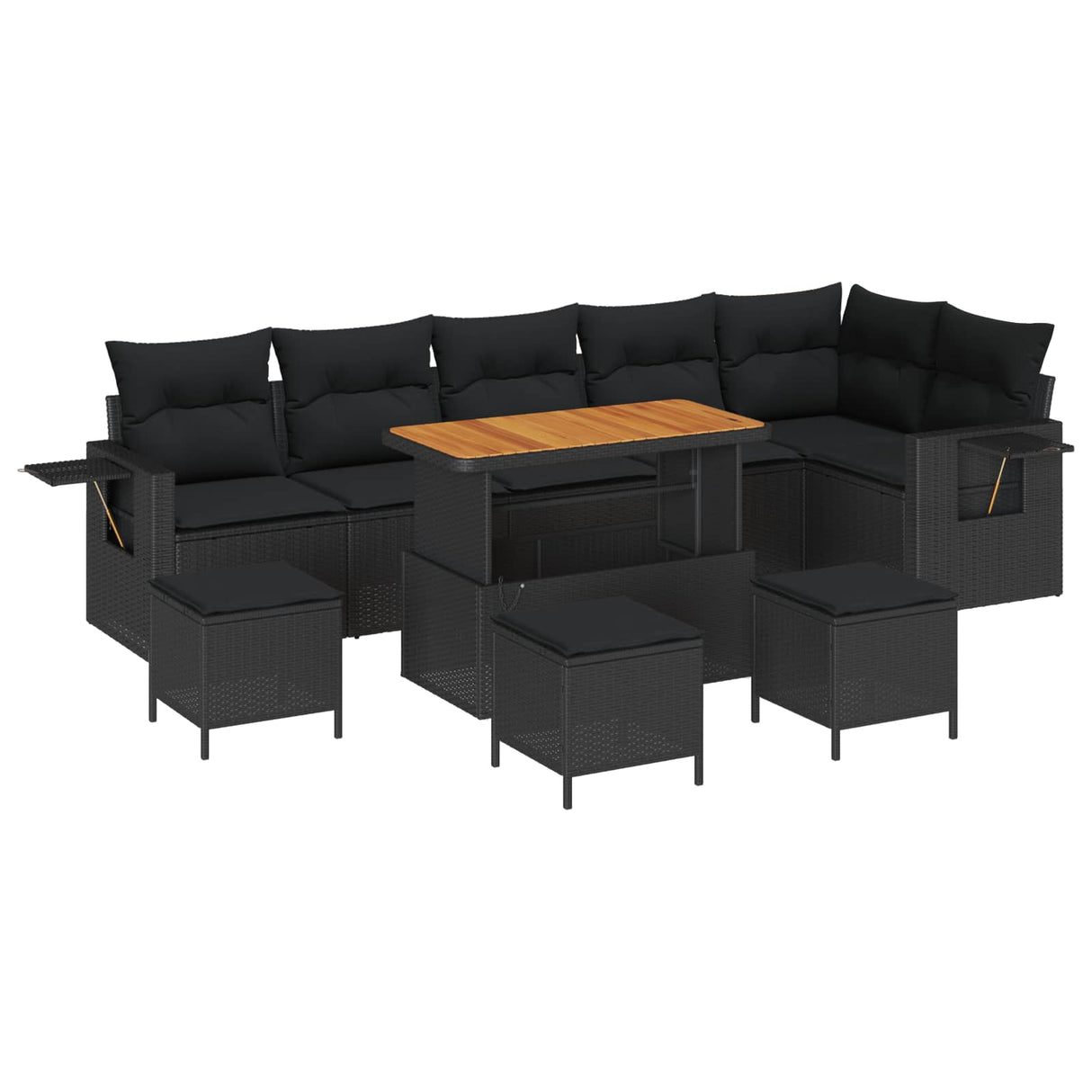 Garden Sofa Set Height-Adjustable 10 pcs Black Poly Rattan