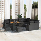 Garden Sofa Set Height-Adjustable 12 pcs Black Poly Rattan