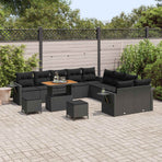 Garden Sofa Set 13 pcs Black Poly Rattan