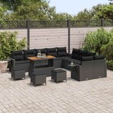 Garden Sofa Set Height-Adjustable 14 pcs Black Poly Rattan