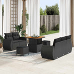 Garden Sofa Set 8 pcs Black Poly Rattan