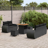 Garden Sofa Set Height-Adjustable 8 pcs Black Poly Rattan
