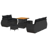 Garden Sofa Set Height-Adjustable 8 pcs Black Poly Rattan - Front View