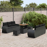 Garden Sofa Set 9 pcs Black Poly Rattan - Side View