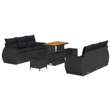 Garden Sofa Set 9 pcs Black Poly Rattan - Front View