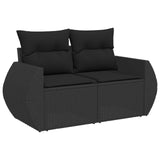 Garden Sofa Set 9 pcs Black Poly Rattan - Rear View