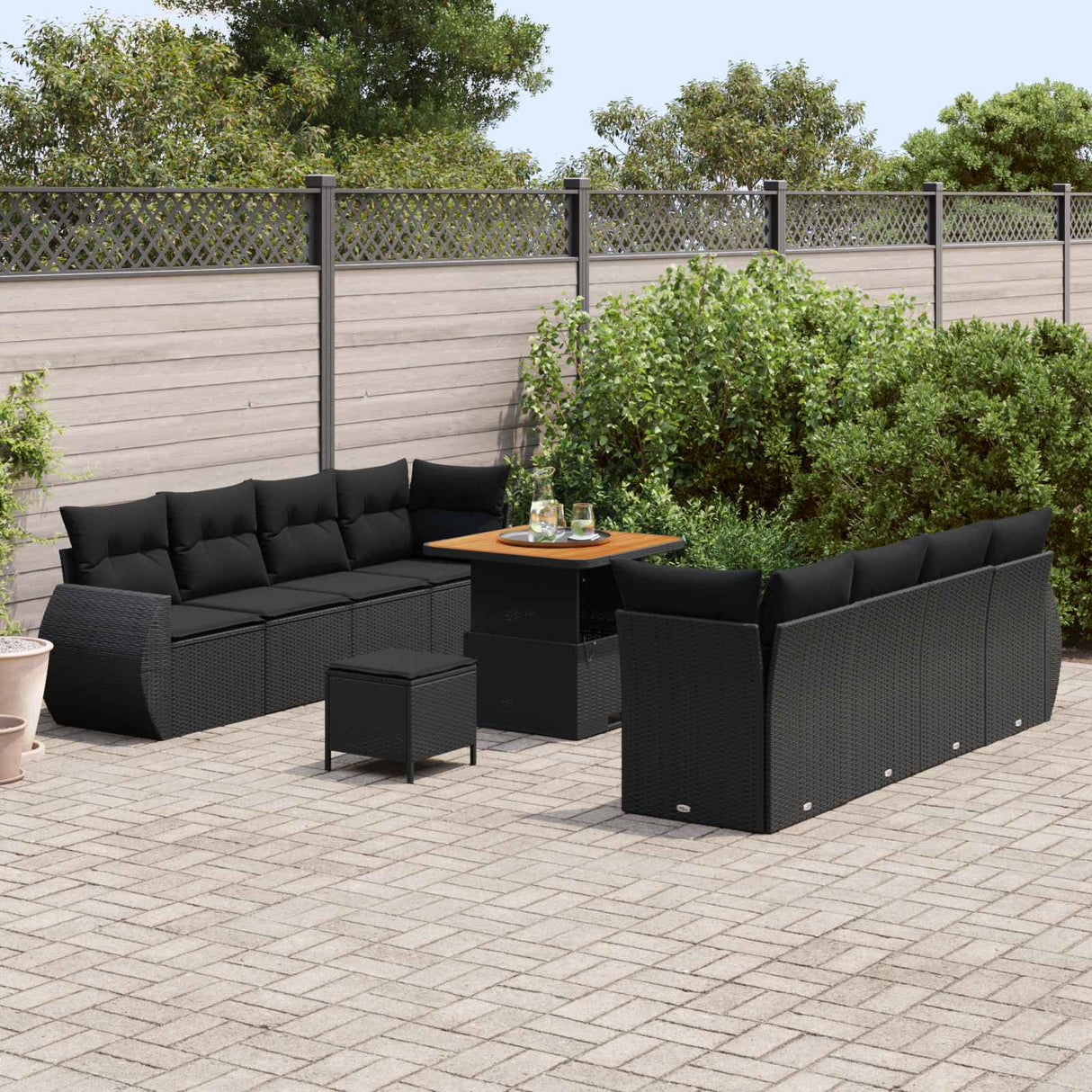 Garden Sofa Set 11 pcs Black Poly Rattan