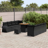 Garden Sofa Set 11 pcs Black Poly Rattan - Side View