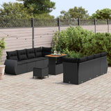 Garden Sofa Set with Cushion 11 pcs Black Poly Rattan