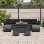 Garden Sofa Set 10 pcs Black Poly Rattan