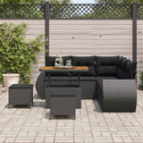 Garden Sofa Set Height-Adjustable 8 pcs Black Poly Rattan - Side View