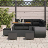 Garden Sofa Set Height-Adjustable 9 pcs Black Poly Rattan - Side View