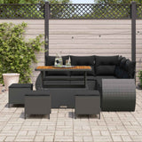 Garden Sofa Set Height-Adjustable 9 pcs Black Poly Rattan - Side View