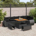 Garden Sofa Set 9 pcs Black Poly Rattan
