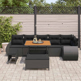 Garden Sofa Set Height-Adjustable 9 pcs Black Poly Rattan - Side View