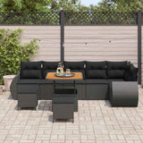 Garden Sofa Set Height-Adjustable 9 pcs Black Poly Rattan - Side View