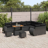 Garden Sofa Set Height-Adjustable 12 pcs Black Poly Rattan - Side View