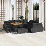 Garden Sofa Set Height-Adjustable 13 pcs Black Poly Rattan