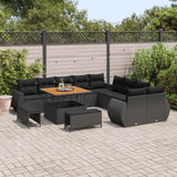 Garden Sofa Set Height-Adjustable 13 pcs Black Poly Rattan - Side View