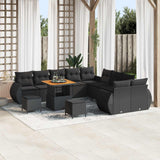 Garden Sofa Set Height-Adjustable 13 pcs Black Poly Rattan