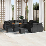 Garden Sofa Set 13 pcs Black Poly Rattan