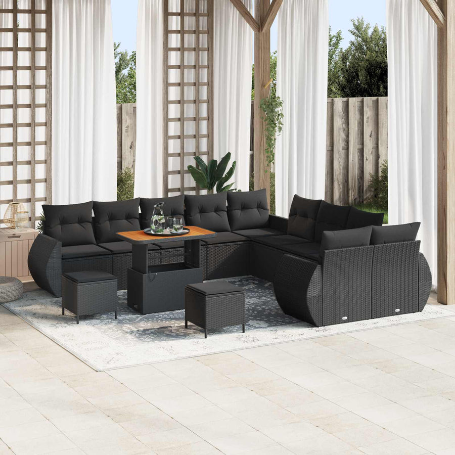 Garden Sofa Set 13 pcs Black Poly Rattan